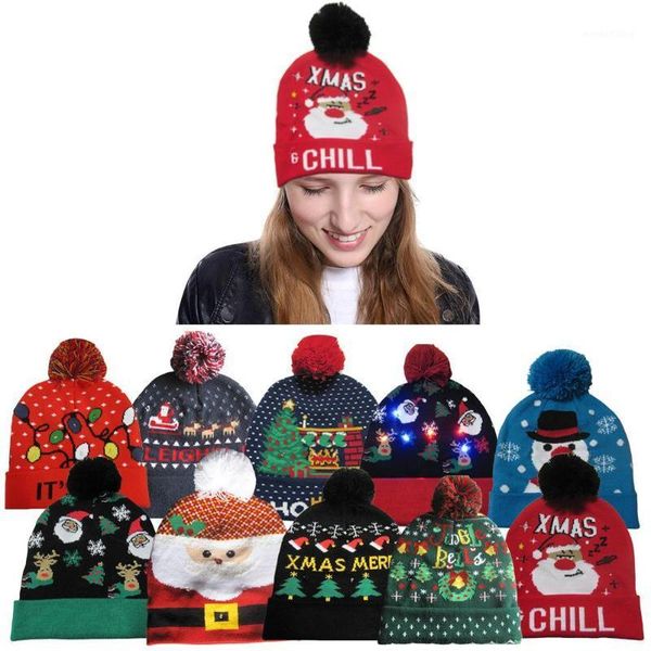 

christmas hat led light hat autumn and winter warm knit christmas party holiday gift for children and adults wool warm1