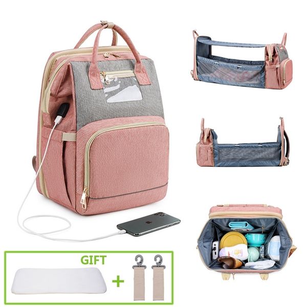 Bolsa de fralda mochila e pai mochila multifuncional Baby Bed Bolsas maternidade Enfermagem Bolsa Bolsa Saco Saco LJ200827