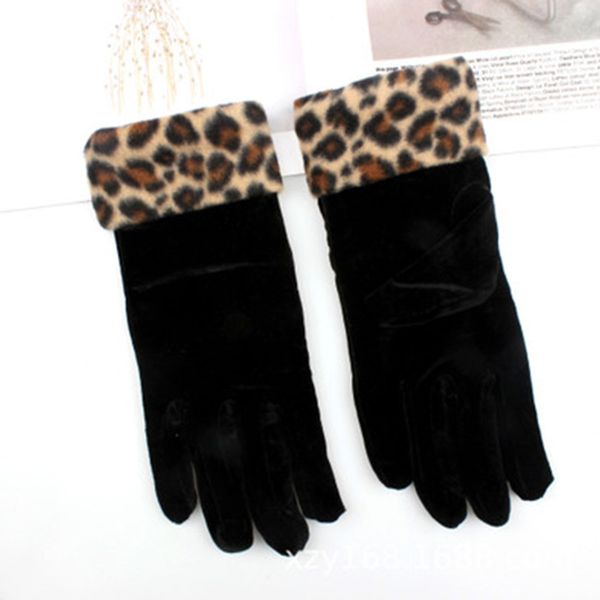 

vip. driving gold velvet leopard gloves women etiquette autumn winter warm elastic cycling mittens d14, Blue;gray