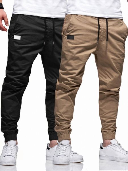 

men 2pcs slant pocket pants y745#, Black