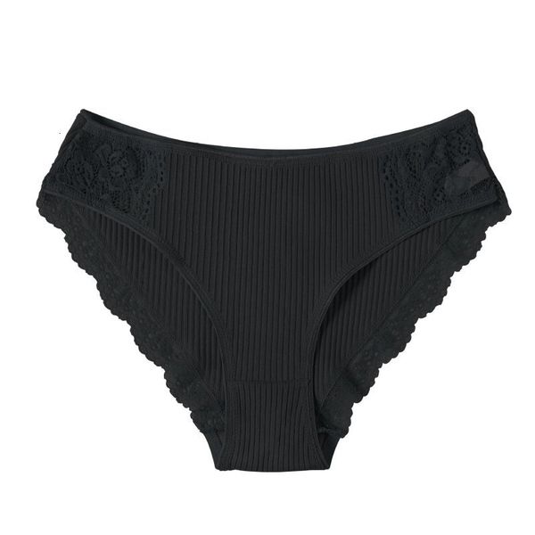 

fashion new solid lace trim panties female cotton crotch underwear lingerie seamless low waist women's briefs, Black;pink