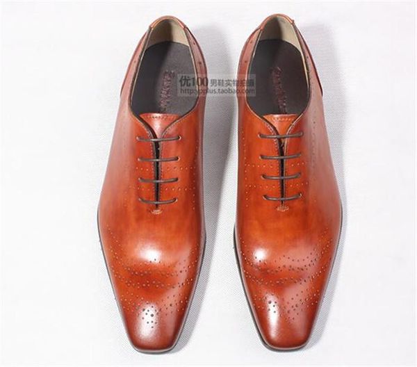 

ch.kwok classic square toe lace-up carved oxford leather shoes leather shoes men european low heel men, Black