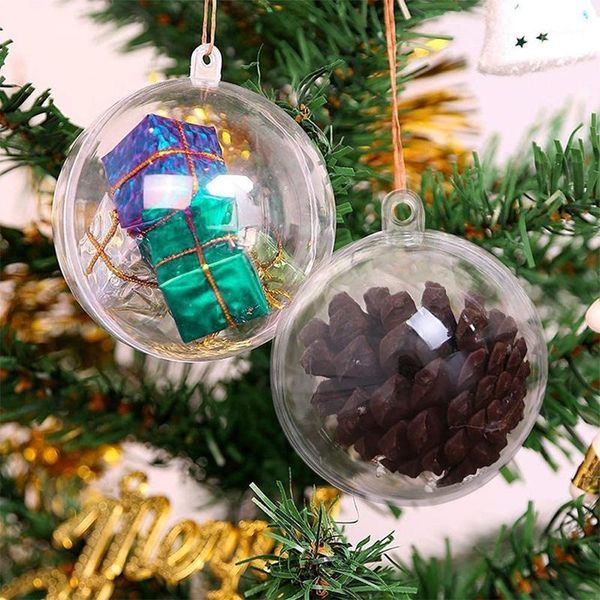 

party decoration christmas tree round ball transparent open plastic ornament diy hanging wedding gift present box decor1
