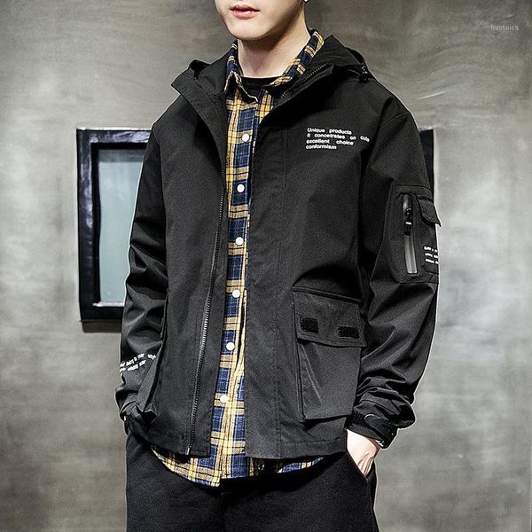 

2020 new trends spring autumn mens fashion hooded wind-proof jacket casual simple long sleeve jackets mountain outwear coats1, Black;brown