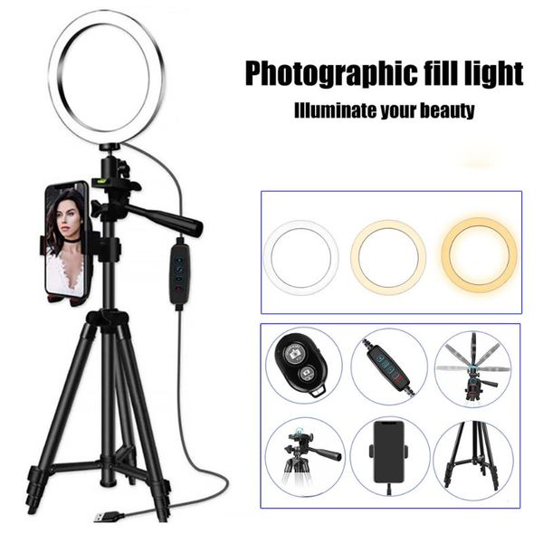 

led ring light selfie lamp video camera phone ring light for live 26cm dimmable usb plug pgraphic mobile phone with tripod