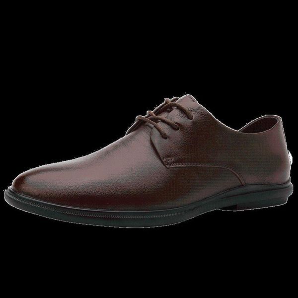 

dress shoes men flats leather lace up business office comfortable male footwear for wedding groom minimalist, Black