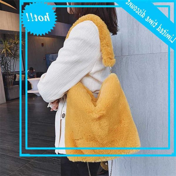

faux fur crossbody bags for 2020 winter soft shoulder bag fashion handbag effects color women handbags totes