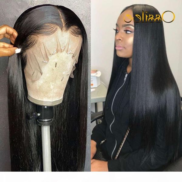 

13x4 13x6 straight front 360 frontal remy brazilian human hair lace wigs for women 250 density, Black;brown