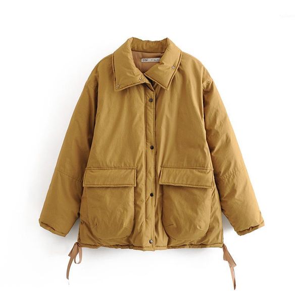 

vomvoa 2019 winter stand-up collar solid color hooded parka women's down cotton coat coat warm and loose mid-length1, Black