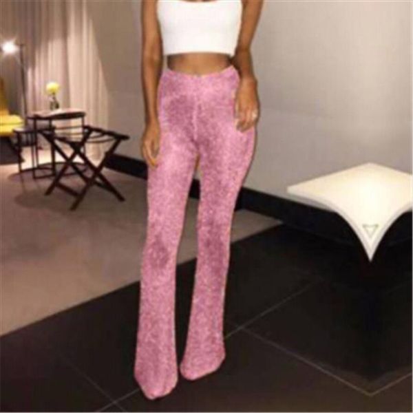 

trendy women clothes casual slim solid legging sequin high waist party knit polyester trousers one pieces, Black