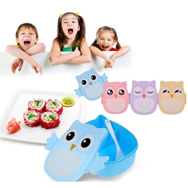 

cartoon owl lunch box food fruit storage container portable kids student bento box children gifts for food picnic set xourz