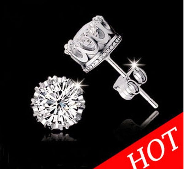 

pretty studs 925 silver color crystal luxury jewelry fashion small plated silver jewelry women or men earings, Golden;silver