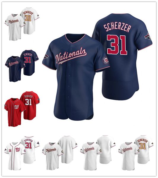

washington nationals men's max scherzer white 2020 gold program world series champions jersey, Black