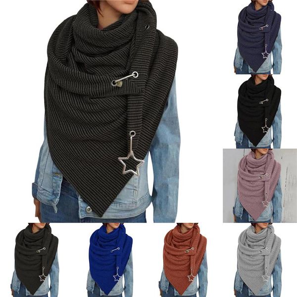 

scarves fashion women scarve soild button soft wrap casual warm shawls leisure personality, Blue;gray