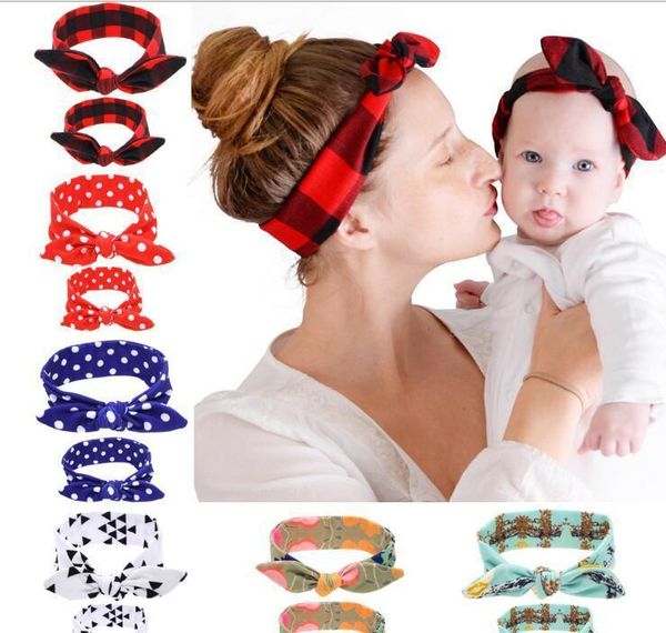 

printed headwear mother and child set hair accessories parent-child rabbit ears headband baby hairband headwear jllehj mywjqq, Slivery;white