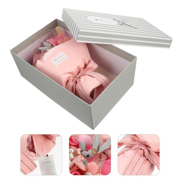 

1 set romantic soap rose bouquet soap flowers with lights and doll gift box