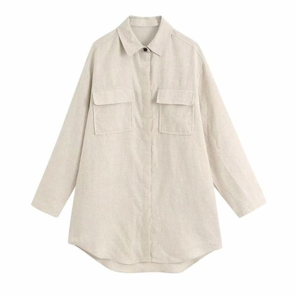 

women's blouses & shirts women summer shirt oversize full sleeves linen casual basic style ladies overshirt female femme mujer blouse, White