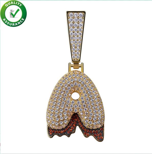 

hip hop jewelry mens iced out pendant luxury designer bling a-z bubble letters diamond cz dripping initial match with cuban link chain charm, Silver