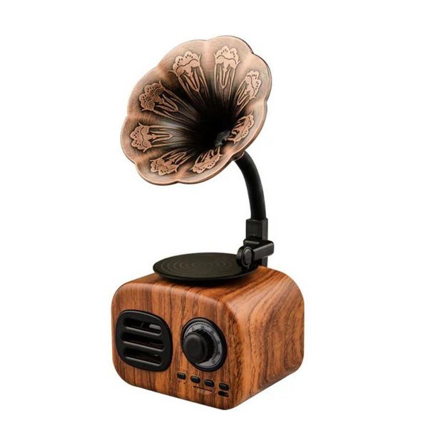 

retro wood portable mini bluetooth speaker wireless loudspeaker outdoor speaker sound system tf fm radio music subwoofer