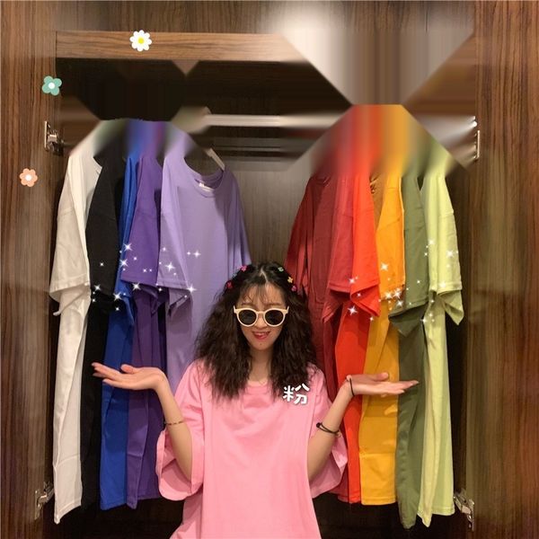 

short sleeve t-shirt skirt women's skirt skirtt-shirt long skirtsummer medium long solid color loose cotton large women's new medi, White