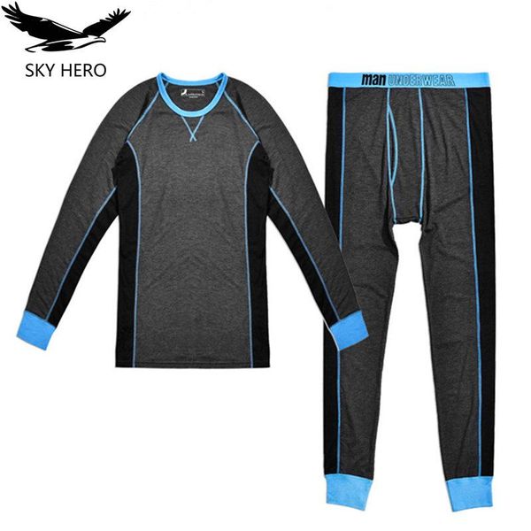 

2020 new mens long johns thermal underwear men autumn winter shirt+pants 2 piece set meng warm plus velvet size s-xxl, Black;white