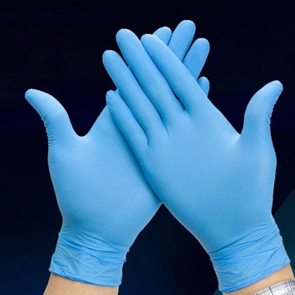 

100pcs/box blue nitrile disposable wear resistance chemical laboratory electronics food testing work gloves, Blue;gray