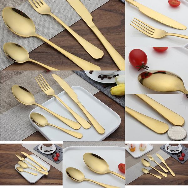 

cutlery flatware high-grade fork gold knife tea spoon stainless steel dinnerware set kitchen utensil epacket 1 nln7l