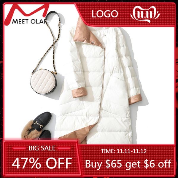

sided jacket coat female winter turtleneck white duck down double breasted warm women parkas snow outwear, Black