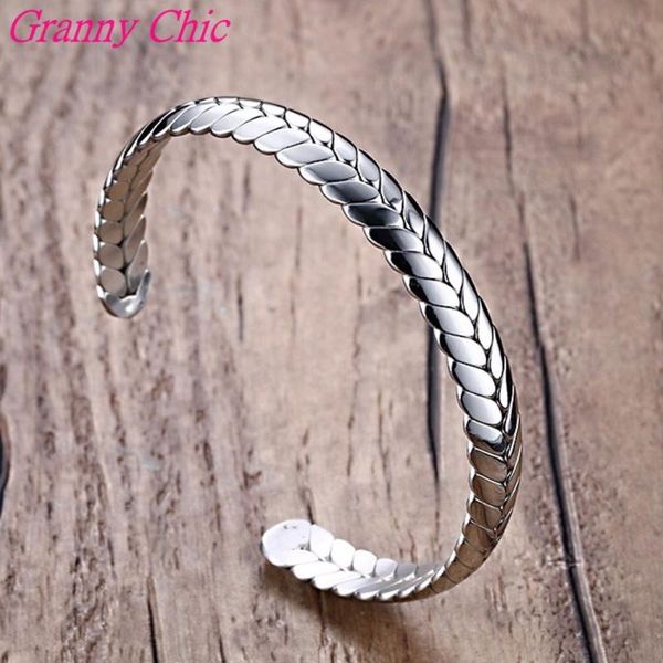 

granny chic new arrival women girl's solid wire 316l stainless steel large silver color bangle bangle, Black