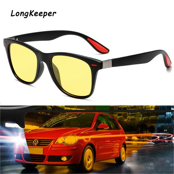 

brand long oval night vision sunglasses polarized men glasses retro driving sunglasses women yellow lens uv400 goggles oculos de, White;black