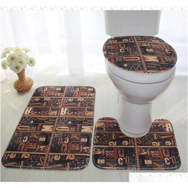 

anti-slip household flannel 3pcs/set 3d digital printing floor mats super soft rug for bathroom toilet carpet toile qylilj lipper