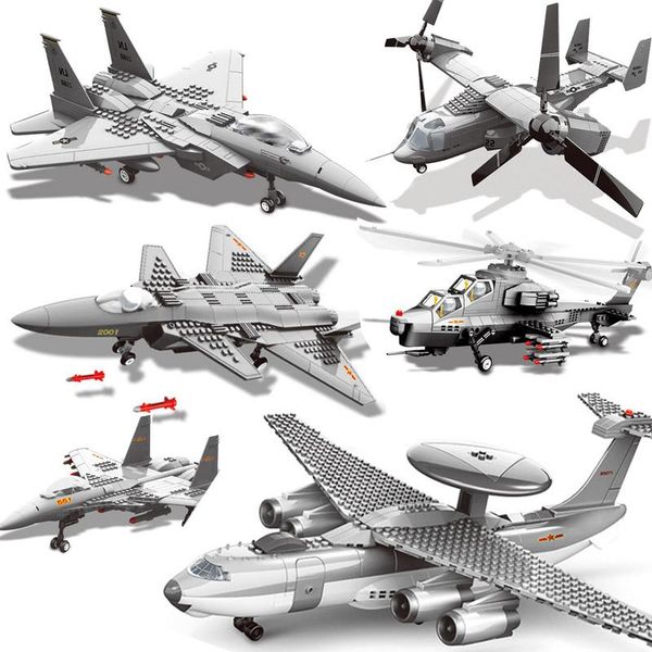 

military kj-2000 air early warning aircraft building blocks ww2 helicopter army weapon soldier model bricks kit toy for children qylbwb