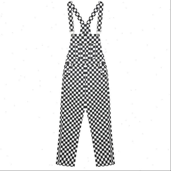 

new fashion women jumpsuit slim casual black and white checkerboard lattice loose overalls drop shipping good quality, Black;white