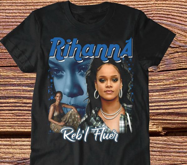 

rihanna t shirt reb'l fleur hip hop r&b pop music inspired vintage tee new arrival men's short 012605 sport hooded sweatshirt hood