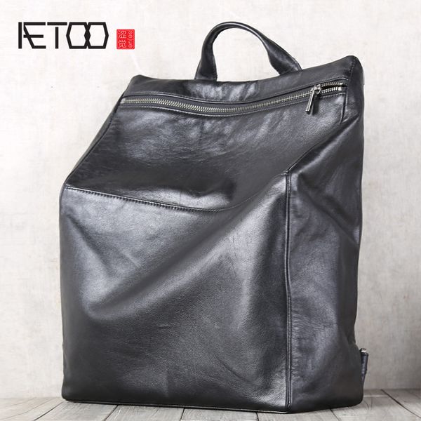 

hbp aetoo men's medium double shoulder baotou cowhide multifunctional backpack