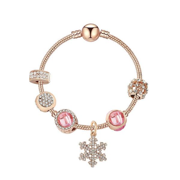 

charm bracelets rose gold snowflake women bracelet crystal diy jewelry christmas gift, Golden;silver