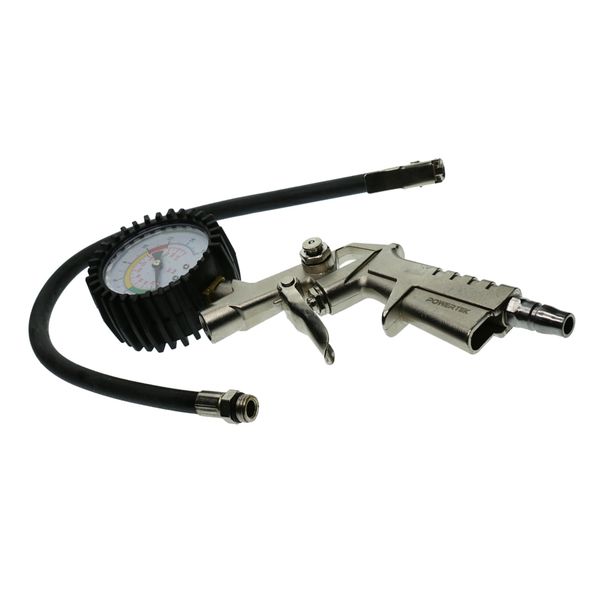 

dial tire inflator gauge flexible hose 220 psi pistol style air pneumatic