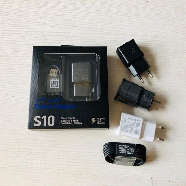 

9v 1.67a fast charging us eu plug travel adapter wall fast charger + s10 1.2m type c usb data cable with retail package