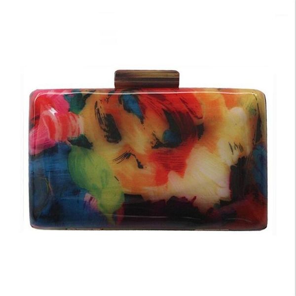 

2020 patchwork acrylic clutch bag female evening bags wedding banquey wallets chain purse for ladies drop shipping mn16561