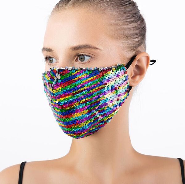 

protective factory designer face fashion bling sequin dustproof washable windproof reusable elastic earloop mouth mask 2 pzzk0