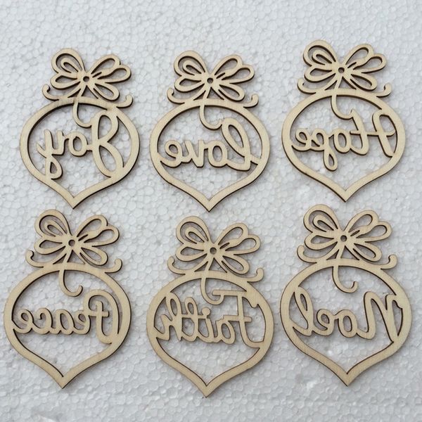 

x4# 6pcs custom baubles personalized pendants in wood ornament laser letter christmas gift tags with print