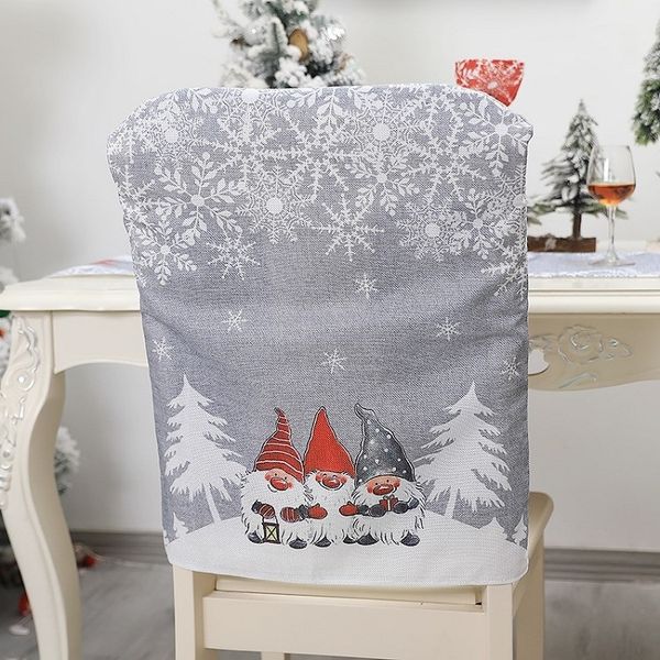 

new christmas tree snowflake faceless old chair cover red gray cloth stool back christmas chair cover christmas decorations t2i51573