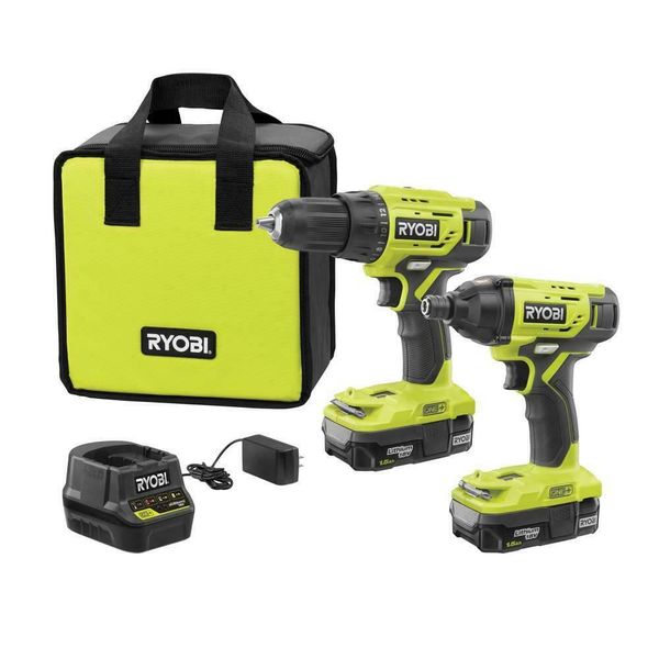 

ryobi 18-volt one+ lithium ion cordless drill/impact driver combo charger bag