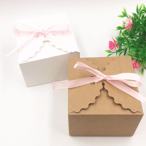 

30pcs/lot 9*9*6cm kraft paper square candy box wedding favors candy holder bags wedding party gift boxes with fre jllark