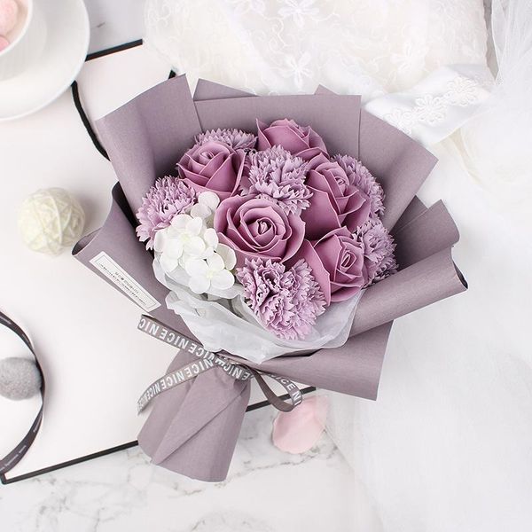 

gift wrap eternal flowers roses gypsophila paniculata soap flower bouquet mother's day creative manufacturers wedding valentine's