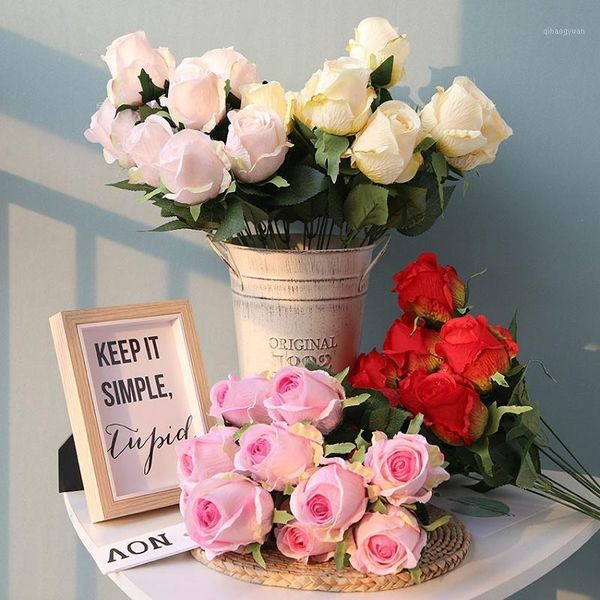 

beautiful new rose bouquet artificial flowers silk 11 heads roses for wedding home decoration fake flores fleur 5 color optional1