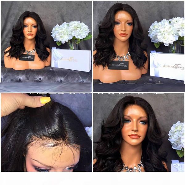 

middle part natural lace parting factory wholesale 100% unprocessed virgin front lace wig remy hair mongolian human hair wig, Black;brown
