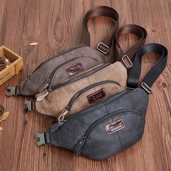 

joyir fashion genuine leather men's multifunction travel bags funny chest pack men waist pack men waist bag &52 t200113