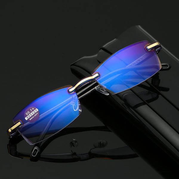 

newframeless anti blue light blocking rimless reading women men square frame presbyopic glasses diopters +1.0 1.5 2 2.5 3.57