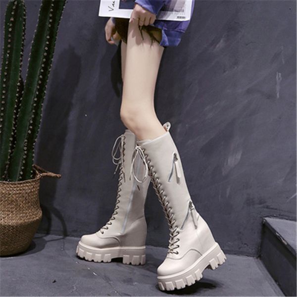 

2021 new fashion ladies knee women 11s internal raise high autumn heels rent to knight long boots 6kf0, Black